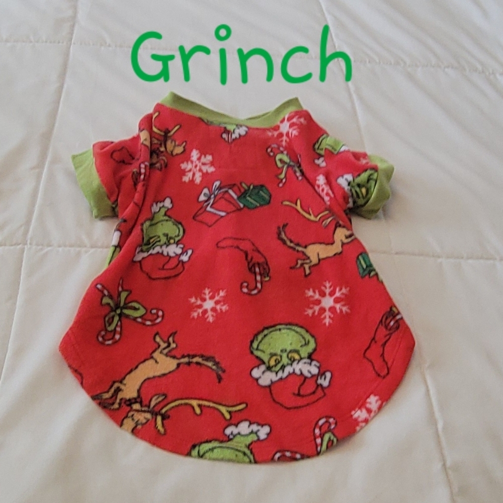 Festive Rock N Red Grinch & Reindeer Pet PJ Holiday Sweater Dog Shirt. Sz: M